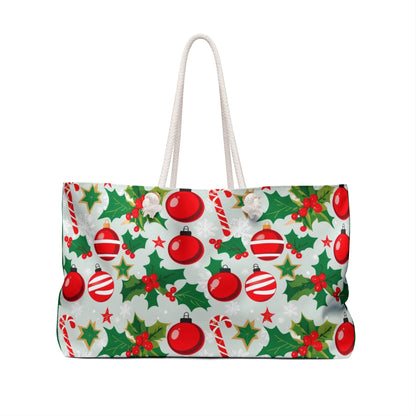 Christmas Weekender Bag, Holiday Travel Tote, Festive Oversized Bag, Gift for Her, Eco-Friendly Shopping Bag