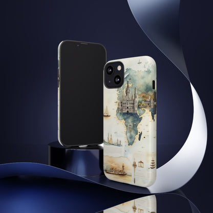 Hard Phone Case — Watercolor Fantasy Map Castle Design