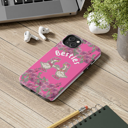 Colorful Floral Besties Phone Case, Tough Mobile Cover for Best Friends, Cute Gift for Friendship Day, Unique Cell Phone Protection