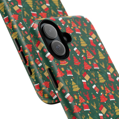 Christmas Tough Magnetic Phone Case | Festive Holiday Accessory | Cute Santa & Tree Design, Gift for Him/Her, Seasonal Tech