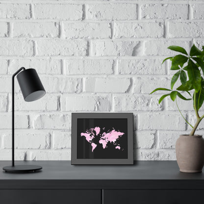 Pink Watercolor World Map Framed Poster,Coquette Poster