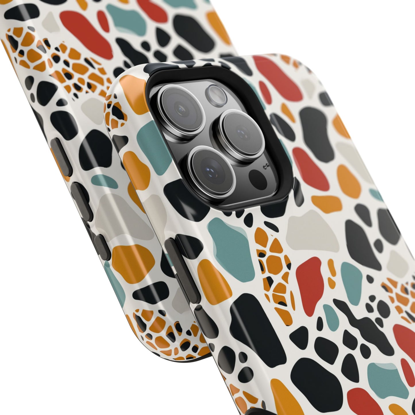 Terrazzo Pattern Magnetic Impact Phone Case — Colorful Retro Pebble Design