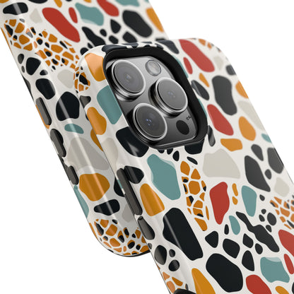 Terrazzo Pattern Magnetic Impact Phone Case — Colorful Retro Pebble Design