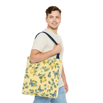 Sunny Lemon Blossom Tote Bag, Summer Vibes, Eco-Friendly Shopping Bag, Floral Market Tote, Perfect Gift for her/him