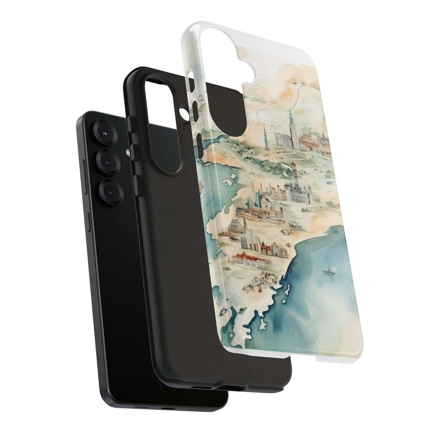 Hard Phone Case — Watercolor Fantasy Map Castle Design
