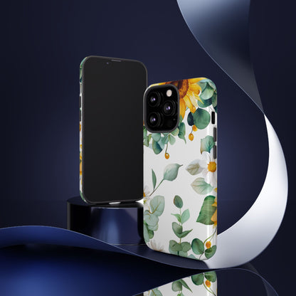 Sunflower & Eucalyptus Tough Phone Case — Protective Floral iPhone Case