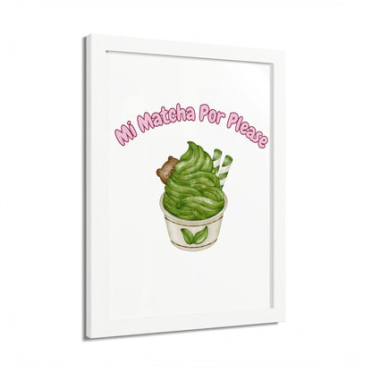 Cute Matcha Green Tea Framed Poster, Whimsical Kitchen Decor, Gift for Tea Lovers, Playful Wall Art, Coffee Shop Vibe