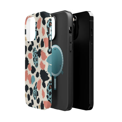 Leopard Splash Magnetic Impact Phone Case — Teal & Coral Animal Print