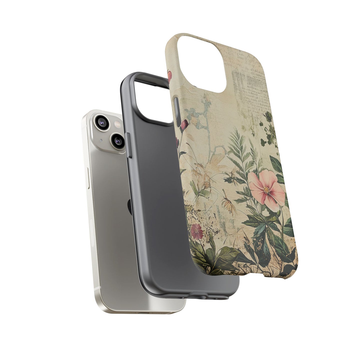 Floral Vintage Tough Case – Botanical Protective Phone Cover,Plants Lovers
