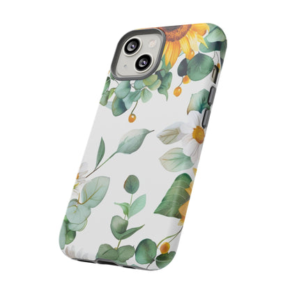 Sunflower & Eucalyptus Tough Phone Case — Protective Floral iPhone Case
