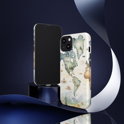 Hard Phone Case — Watercolor Fantasy Map Castle Design