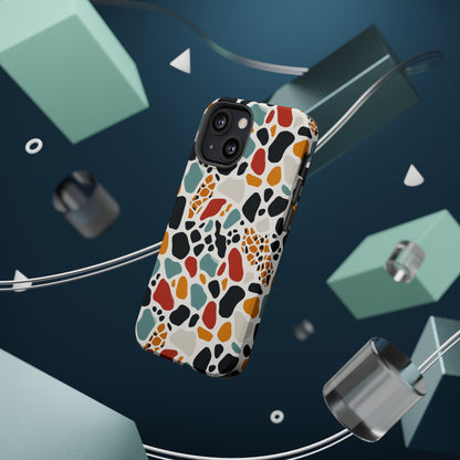 Terrazzo Pattern Magnetic Impact Phone Case — Colorful Retro Pebble Design