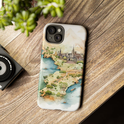 Hard Phone Case — Watercolor Fantasy Map Castle Design