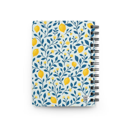 Lemon Vine Spiral Notebook — Floral Lemon Pattern Journal