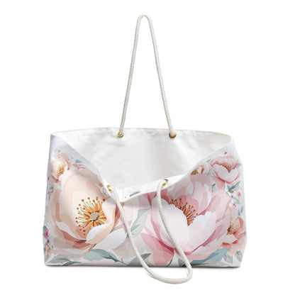 Floral Peony Weekender Bag — Large Pastel Travel Tote
