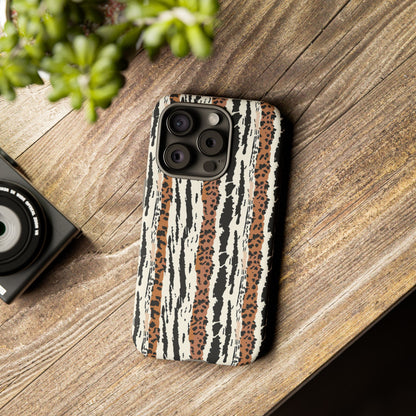 Animal Stripe Phone Case — Leopard & Zebra Pattern Tough Protective Cover,Africa Pattern .