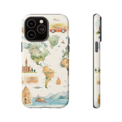 Hard Phone Case — Watercolor Fantasy Map Castle Design