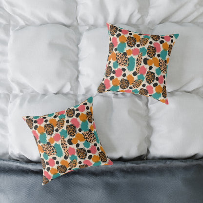Leopard Spot Abstract Throw Pillow — Colorful Modern Animal Print Cushion