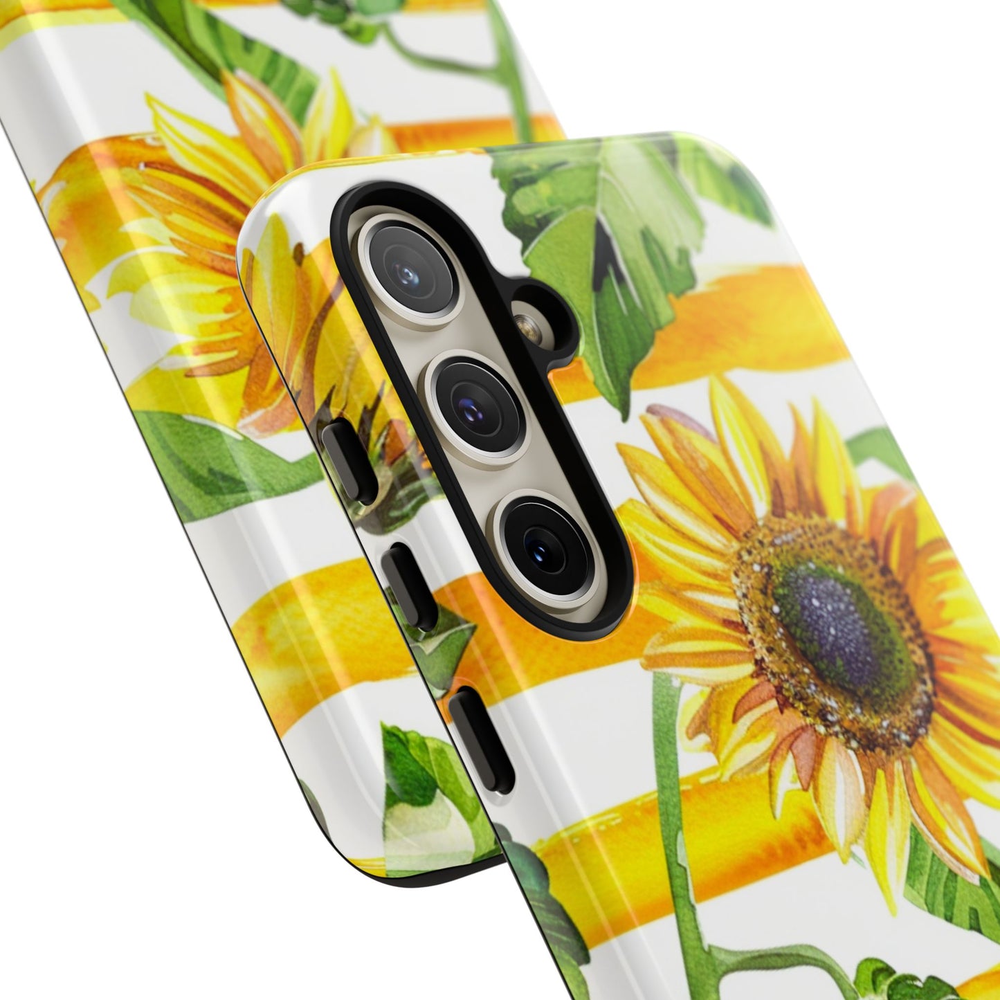 Sunflower Stripes Phone Case - Bright Floral Tough Case