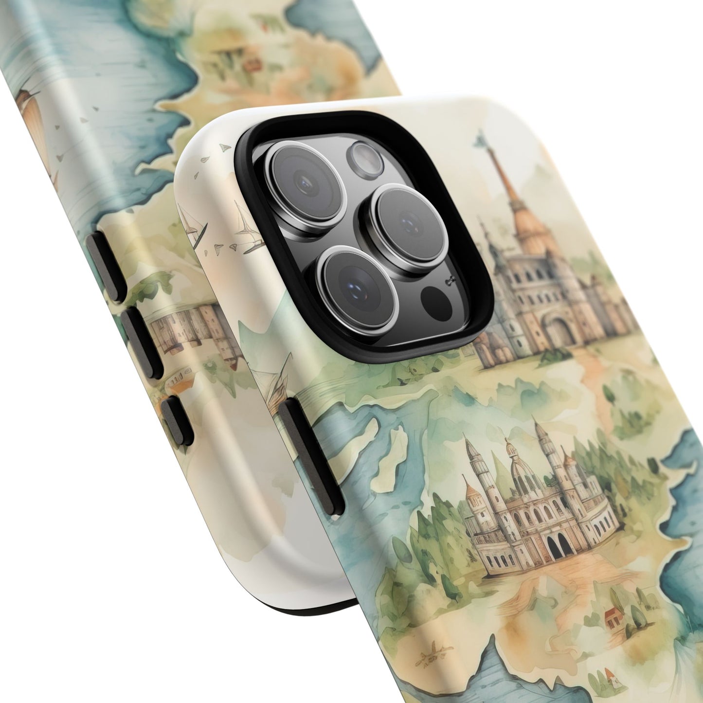 Hard Phone Case — Watercolor Fantasy Map Castle Design
