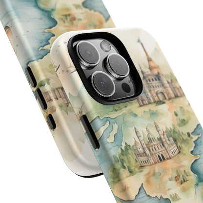 Hard Phone Case — Watercolor Fantasy Map Castle Design