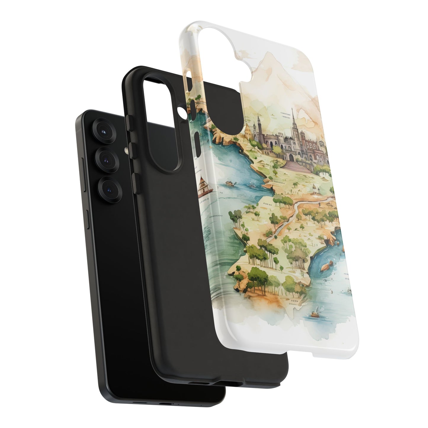 Hard Phone Case — Watercolor Fantasy Map Castle Design