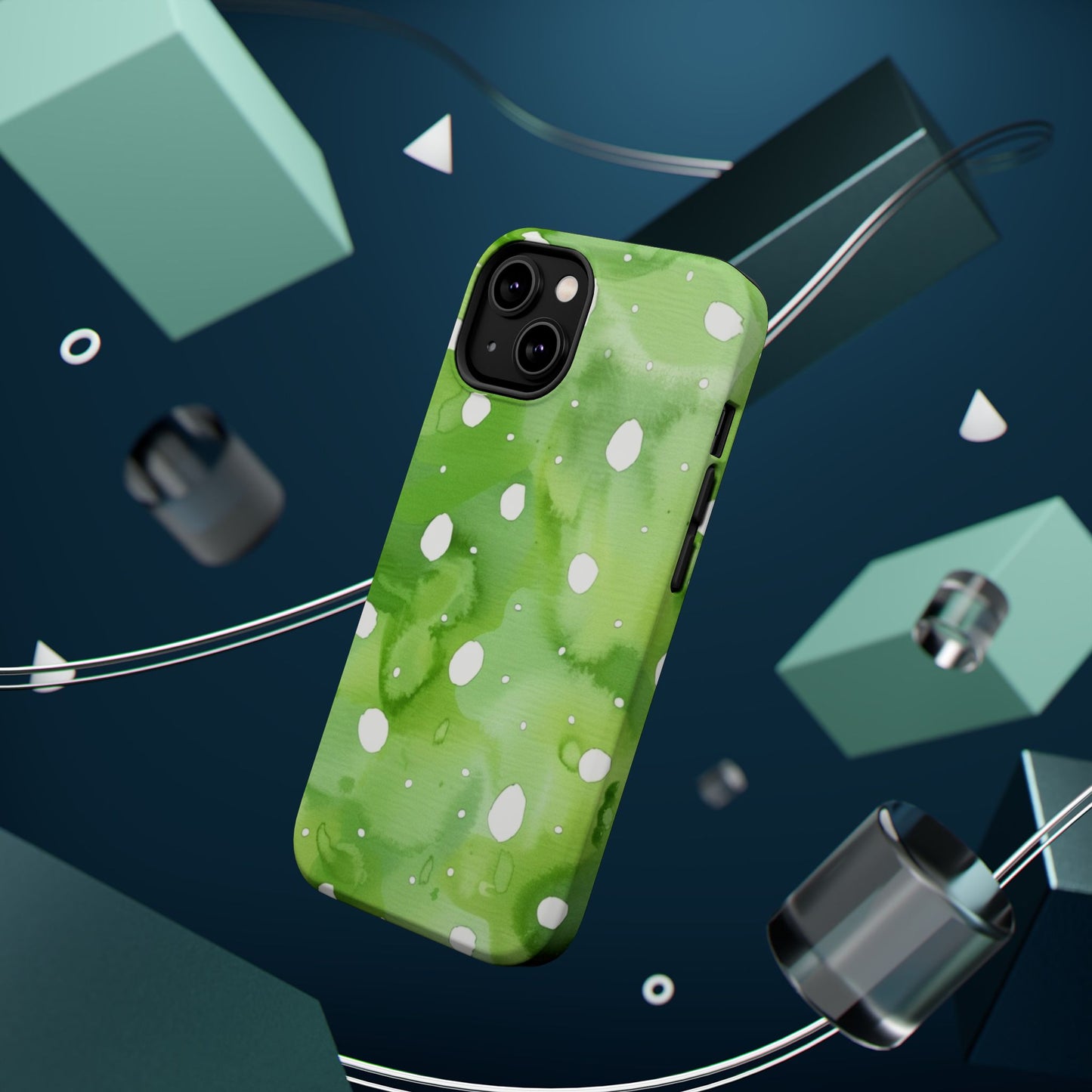 Green Watercolor Polka Dot Magnetic Impact Phone Case