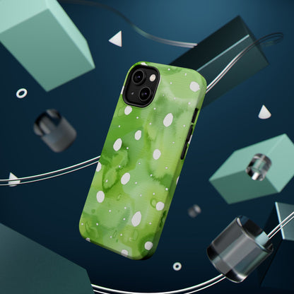 Green Watercolor Polka Dot Magnetic Impact Phone Case