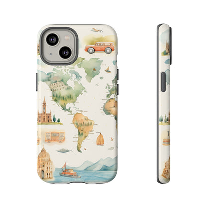 Hard Phone Case — Watercolor Fantasy Map Castle Design
