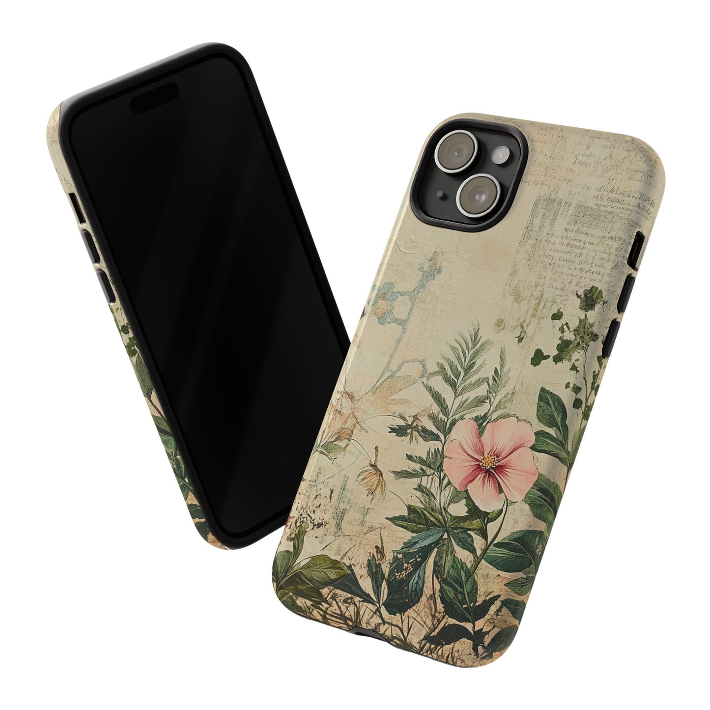 Floral Vintage Tough Case – Botanical Protective Phone Cover,Plants Lovers