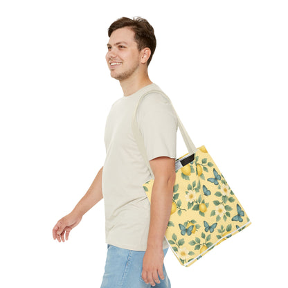 Sunny Lemon Blossom Tote Bag, Summer Vibes, Eco-Friendly Shopping Bag, Floral Market Tote, Perfect Gift for her/him