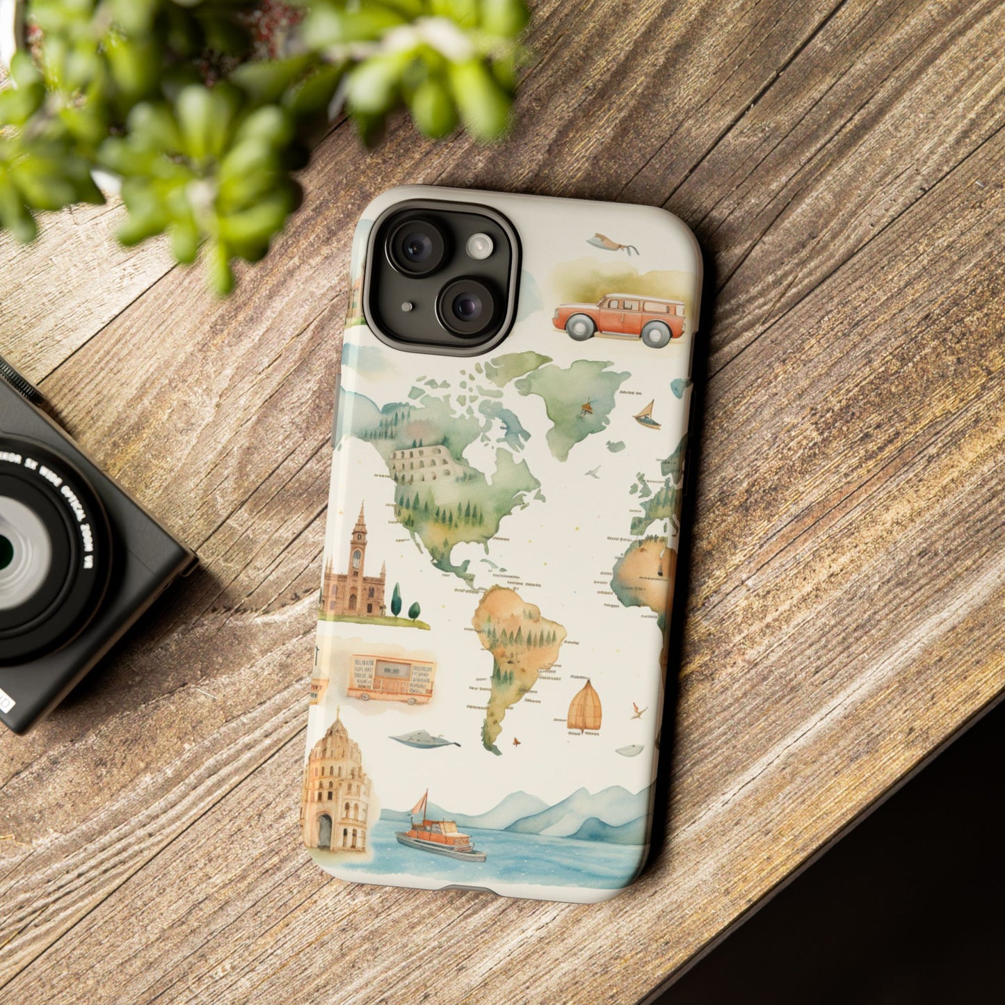 Hard Phone Case — Watercolor Fantasy Map Castle Design