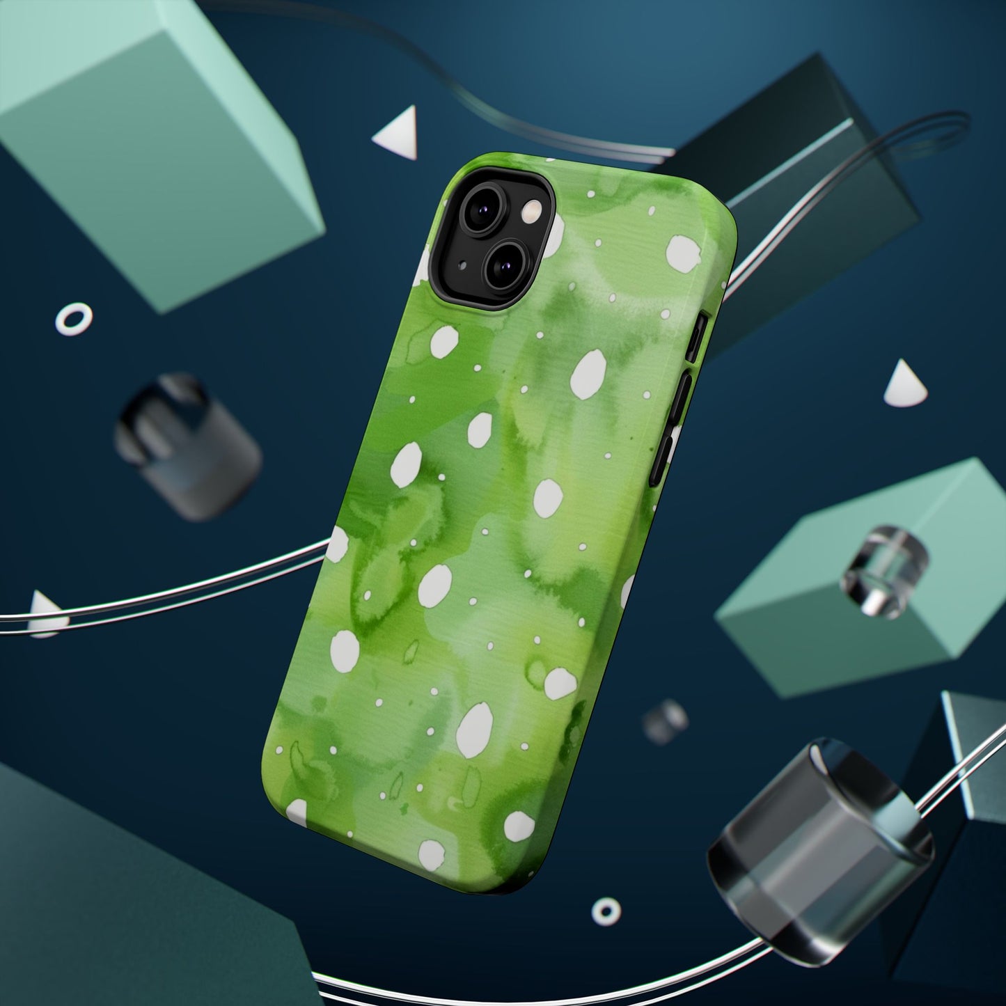 Green Watercolor Polka Dot Magnetic Impact Phone Case