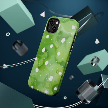 Green Watercolor Polka Dot Magnetic Impact Phone Case