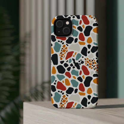 Terrazzo Pattern Magnetic Impact Phone Case — Colorful Retro Pebble Design