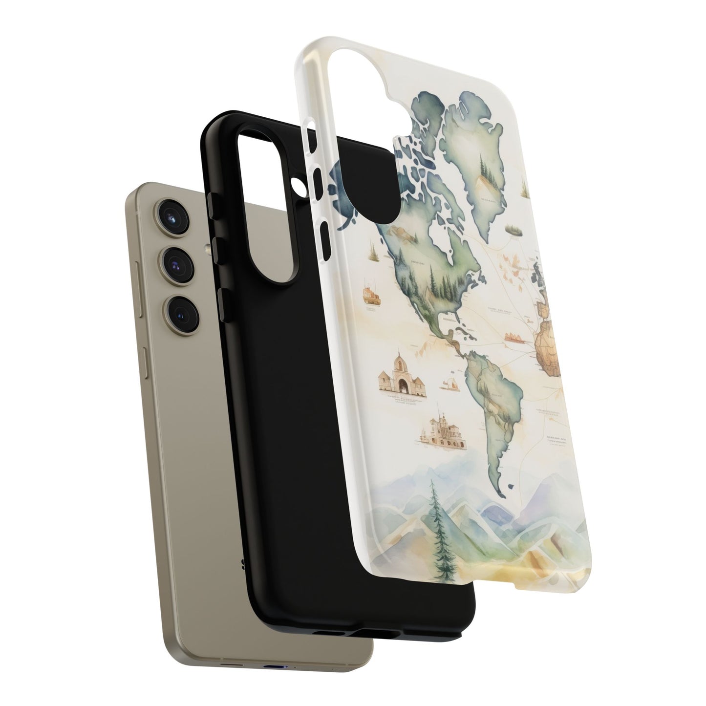 Hard Phone Case — Watercolor Fantasy Map Castle Design