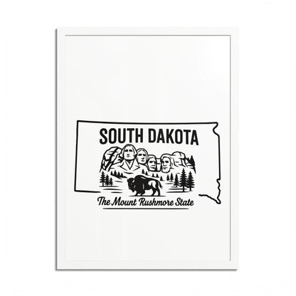 South Dakota State Framed Poster — The Evergreen State Vintage Map Print,Perfect Gift For Her,For Him.
