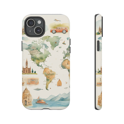 Hard Phone Case — Watercolor Fantasy Map Castle Design