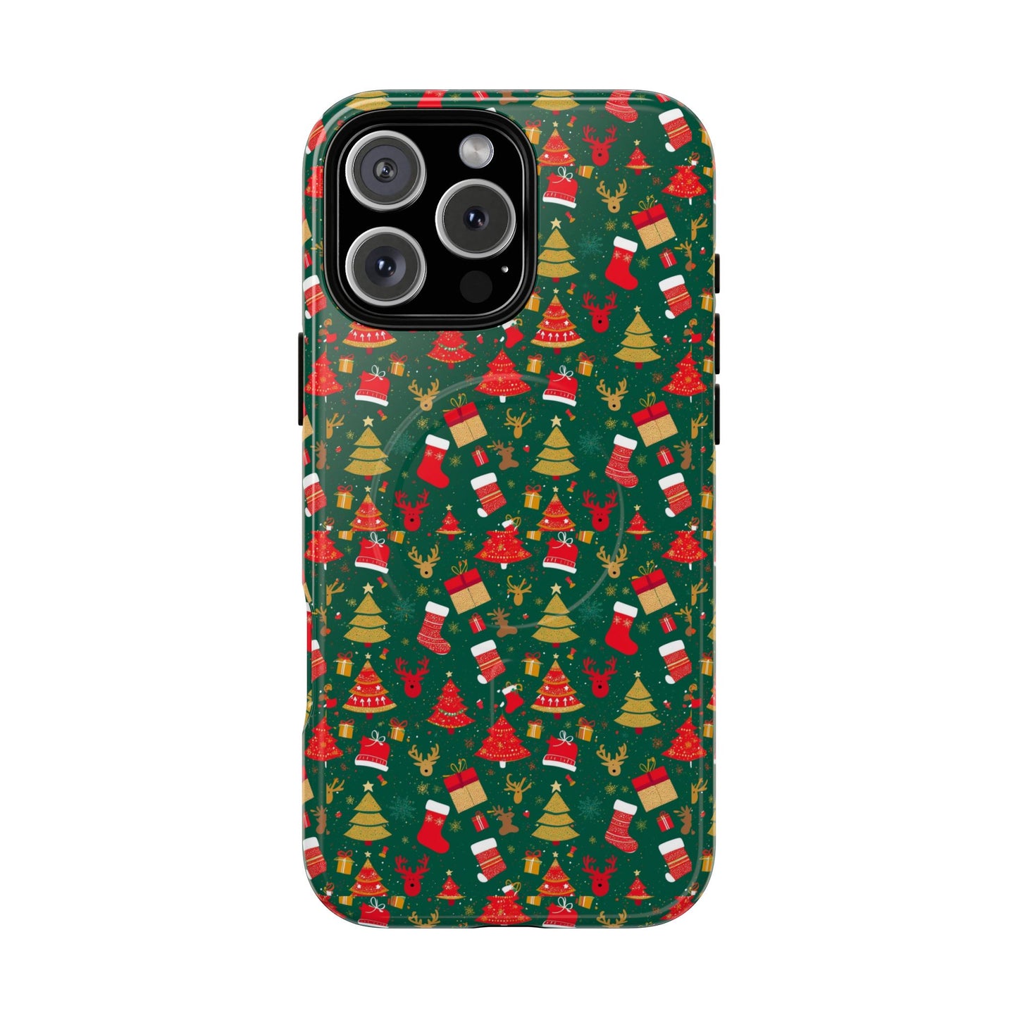 Christmas Tough Magnetic Phone Case | Festive Holiday Accessory | Cute Santa & Tree Design, Gift for Him/Her, Seasonal Tech