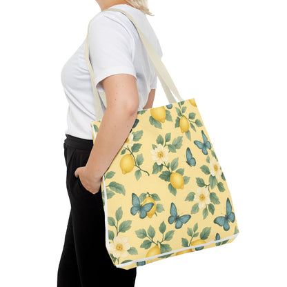 Sunny Lemon Blossom Tote Bag, Summer Vibes, Eco-Friendly Shopping Bag, Floral Market Tote, Perfect Gift for her/him