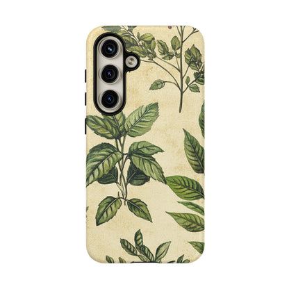 Botanical Leaves Tough Phone Case — Vintage Green Plant Print