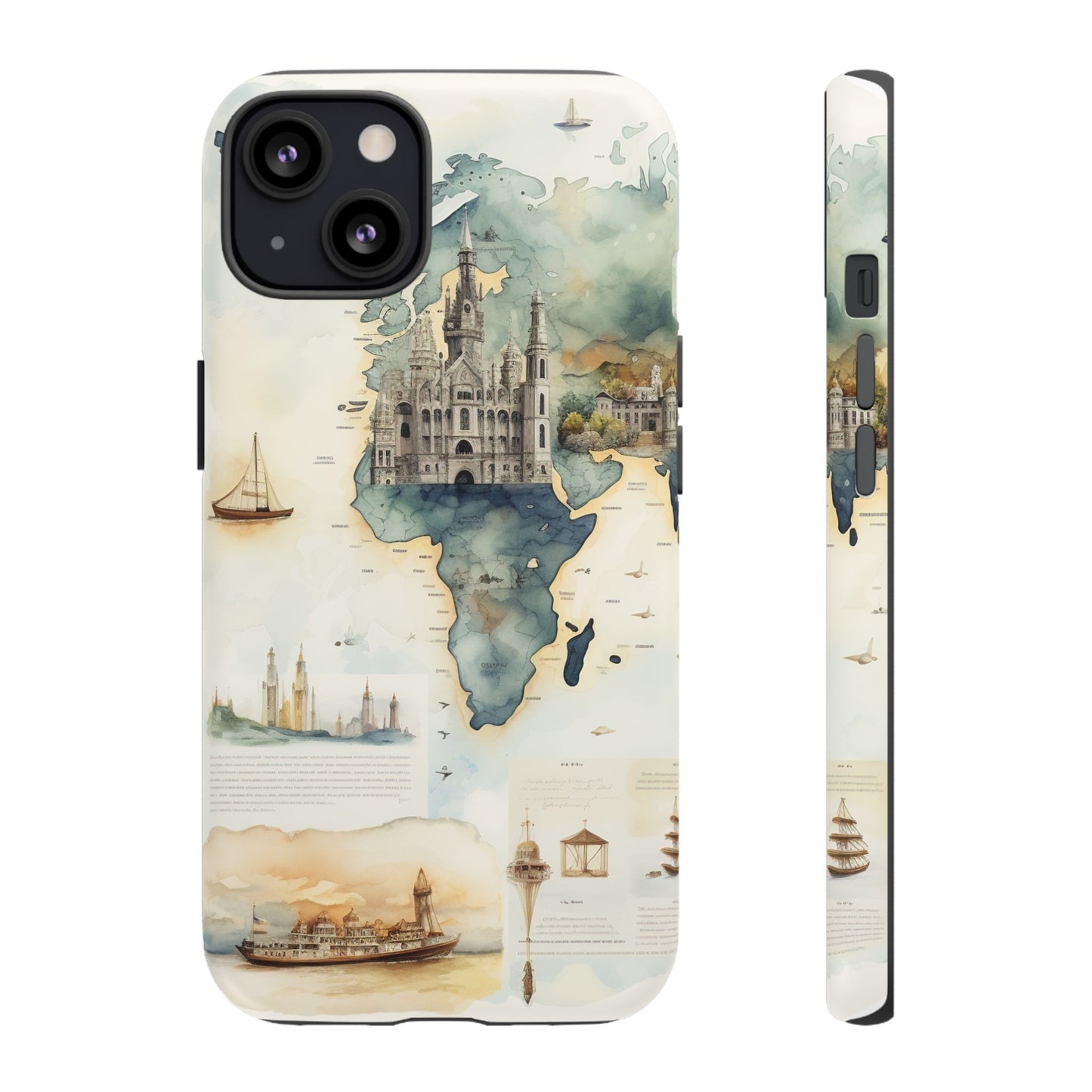 Hard Phone Case — Watercolor Fantasy Map Castle Design