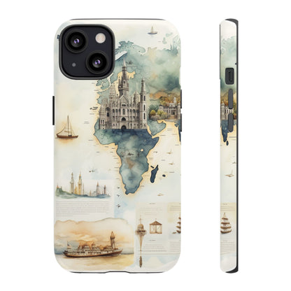 Hard Phone Case — Watercolor Fantasy Map Castle Design