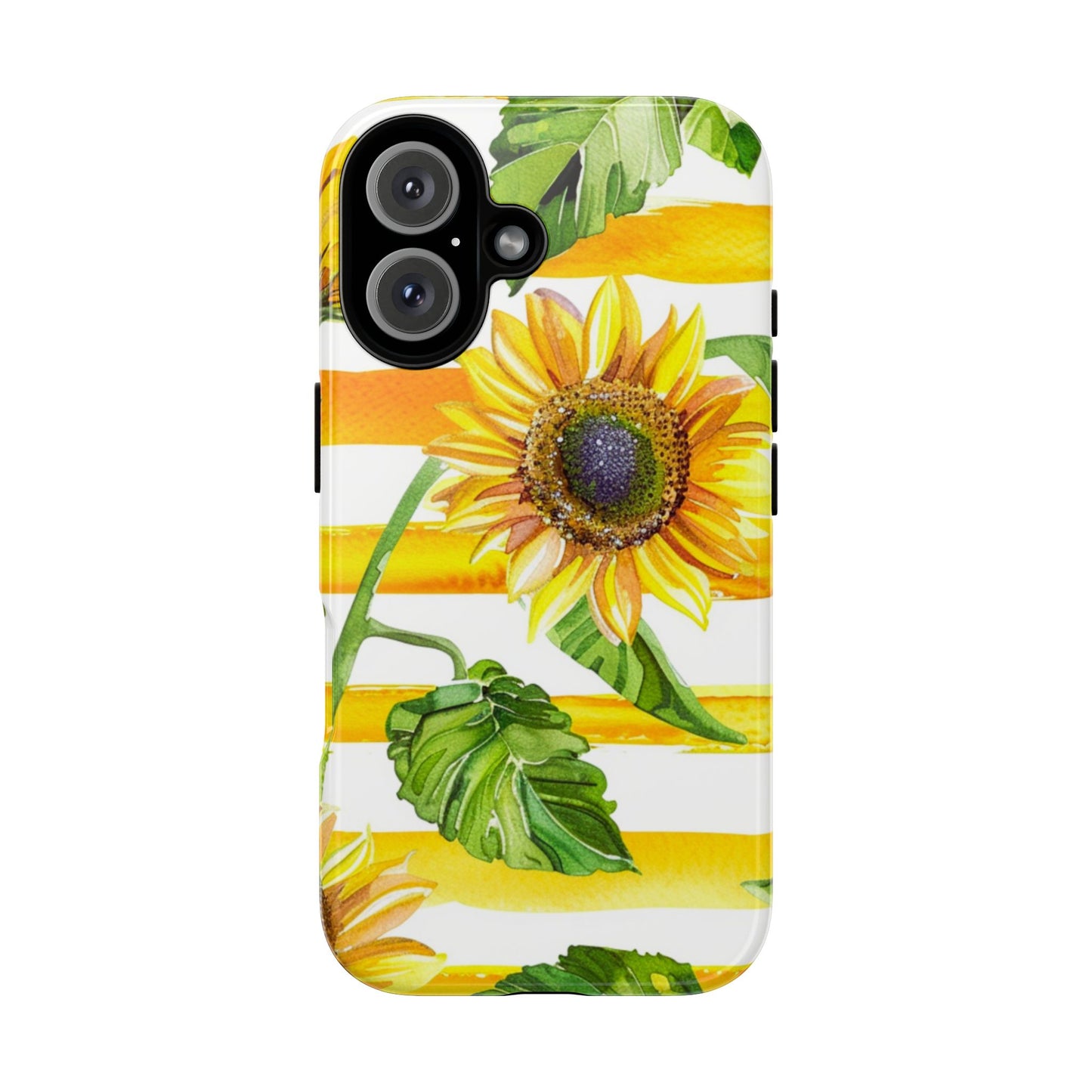 Sunflower Stripes Phone Case - Bright Floral Tough Case