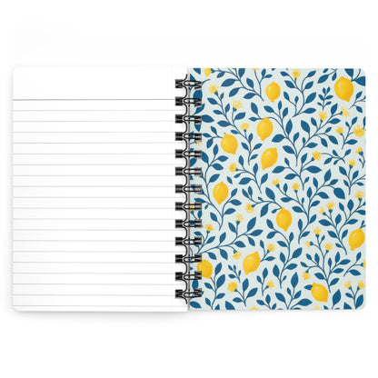 Lemon Vine Spiral Notebook — Floral Lemon Pattern Journal