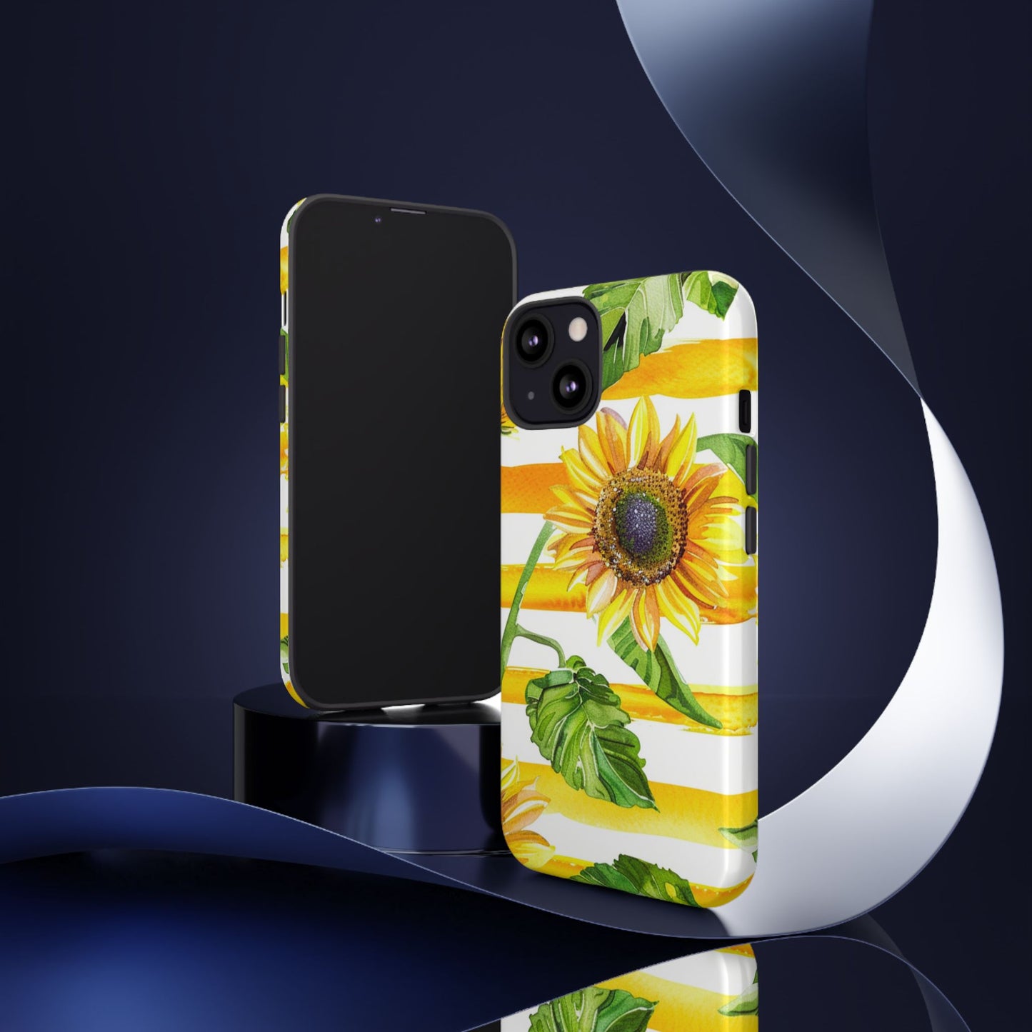Sunflower Stripes Phone Case - Bright Floral Tough Case