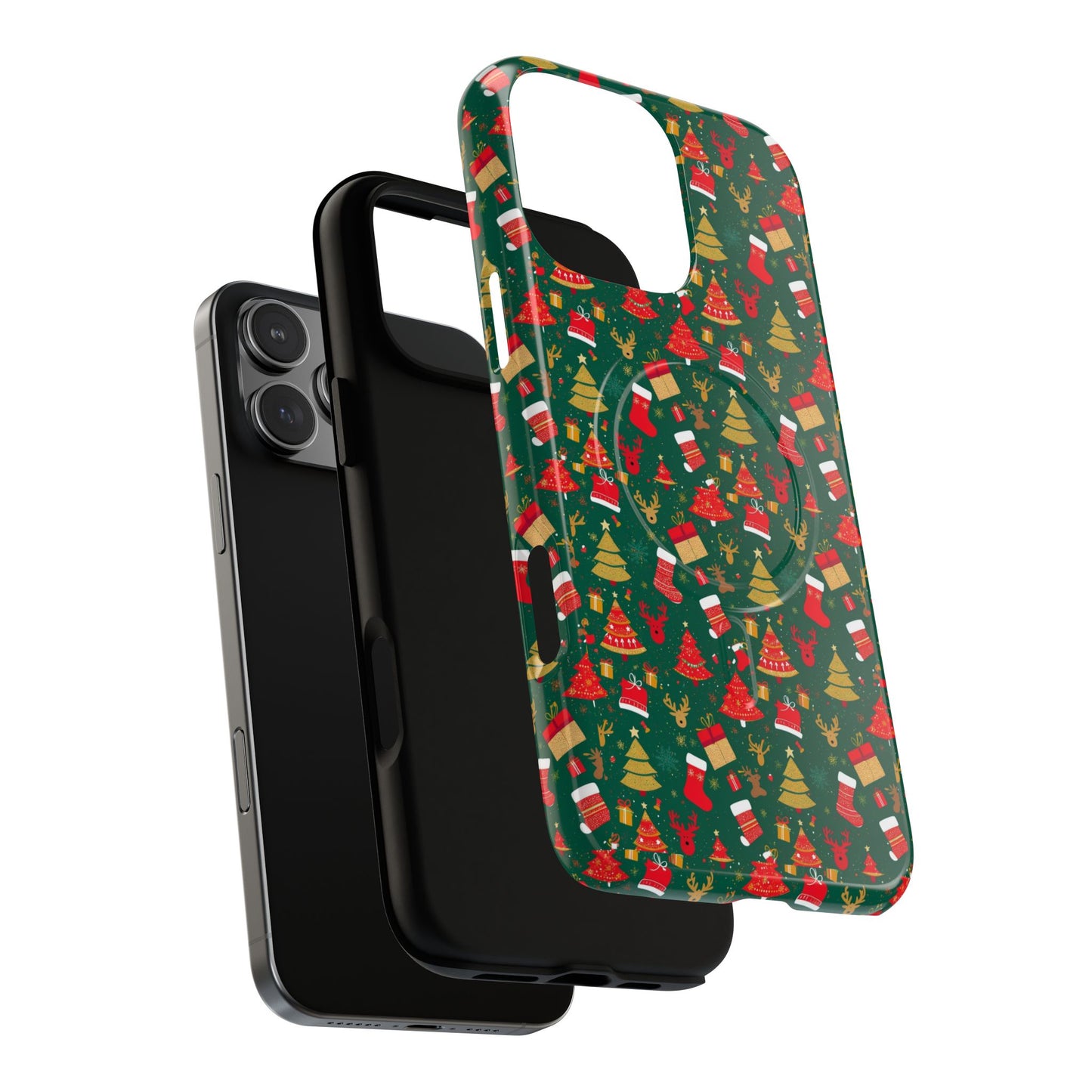 Christmas Tough Magnetic Phone Case | Festive Holiday Accessory | Cute Santa & Tree Design, Gift for Him/Her, Seasonal Tech