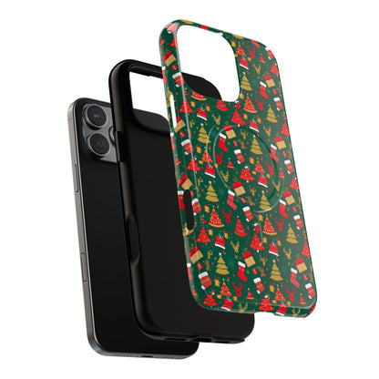 Christmas Tough Magnetic Phone Case | Festive Holiday Accessory | Cute Santa & Tree Design, Gift for Him/Her, Seasonal Tech