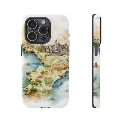 Hard Phone Case — Watercolor Fantasy Map Castle Design