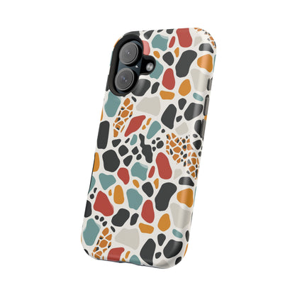 Terrazzo Pattern Magnetic Impact Phone Case — Colorful Retro Pebble Design